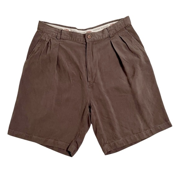 Tommy Bahama Washed Silk Herringbone Twill Pleated Brown Shorts Men’s Size 34 - Picture 1 of 5